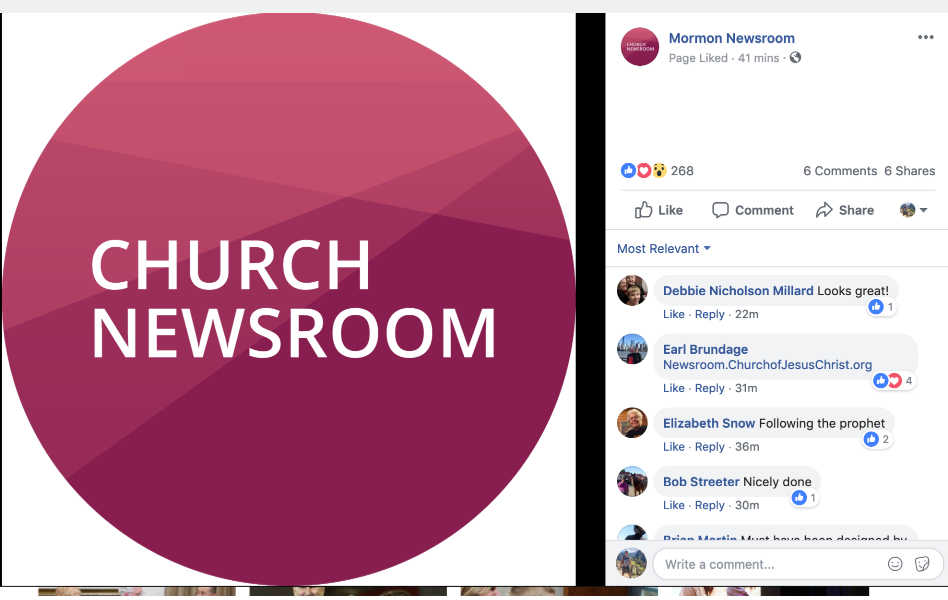 Nuevo logotipo publicado hoy 5 de marzo por Mormon Newsroom ahora Church Newsroom.