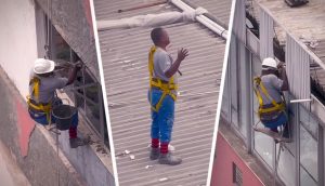 Albañil sorprende al detener su jornada para orar antes de un trabajo riesgoso