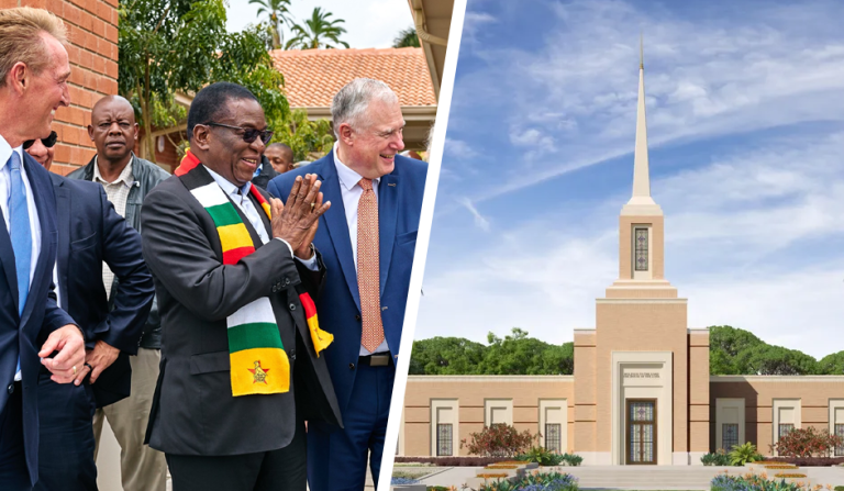 El presidente de Zimbabue visita un templo de la Iglesia de Jesucristo