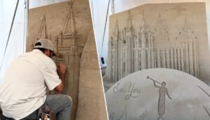 Artista sorprende con una réplica de arena del Templo de Salt Lake City