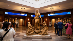 Así es la nueva escultura inspirada en la visita de Jesucristo a las Américas